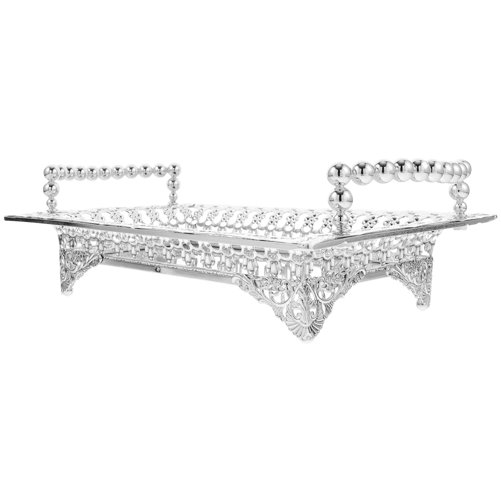 

Metal Fruit Plate Snack Tray Silver Dessert Storage Candy Container Decorative Plates Iron Sturdy Easy Clean