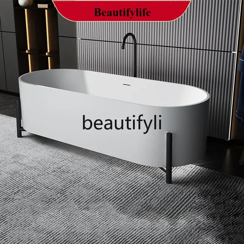 

Vintage French artificial stone with bracket independent oval bathtub hotel homestay homeAsmt52