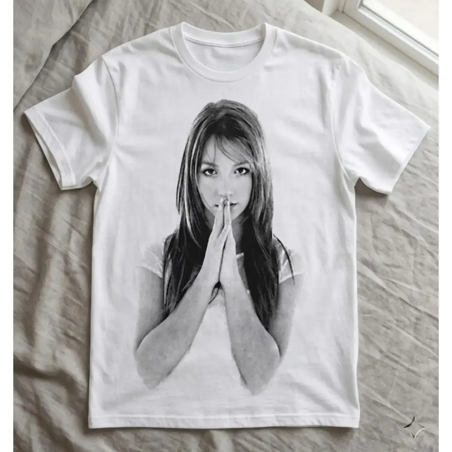 Vintage Pop Icon Graphic Tee Aesthetic Y2K Shirt | Retro Celebrity Style T-Shirt | Minimal Black White Portrait Tee | 90s 2000s Fashion Outfit | Streetwear Trend | Gift for Pop Culture Lovers