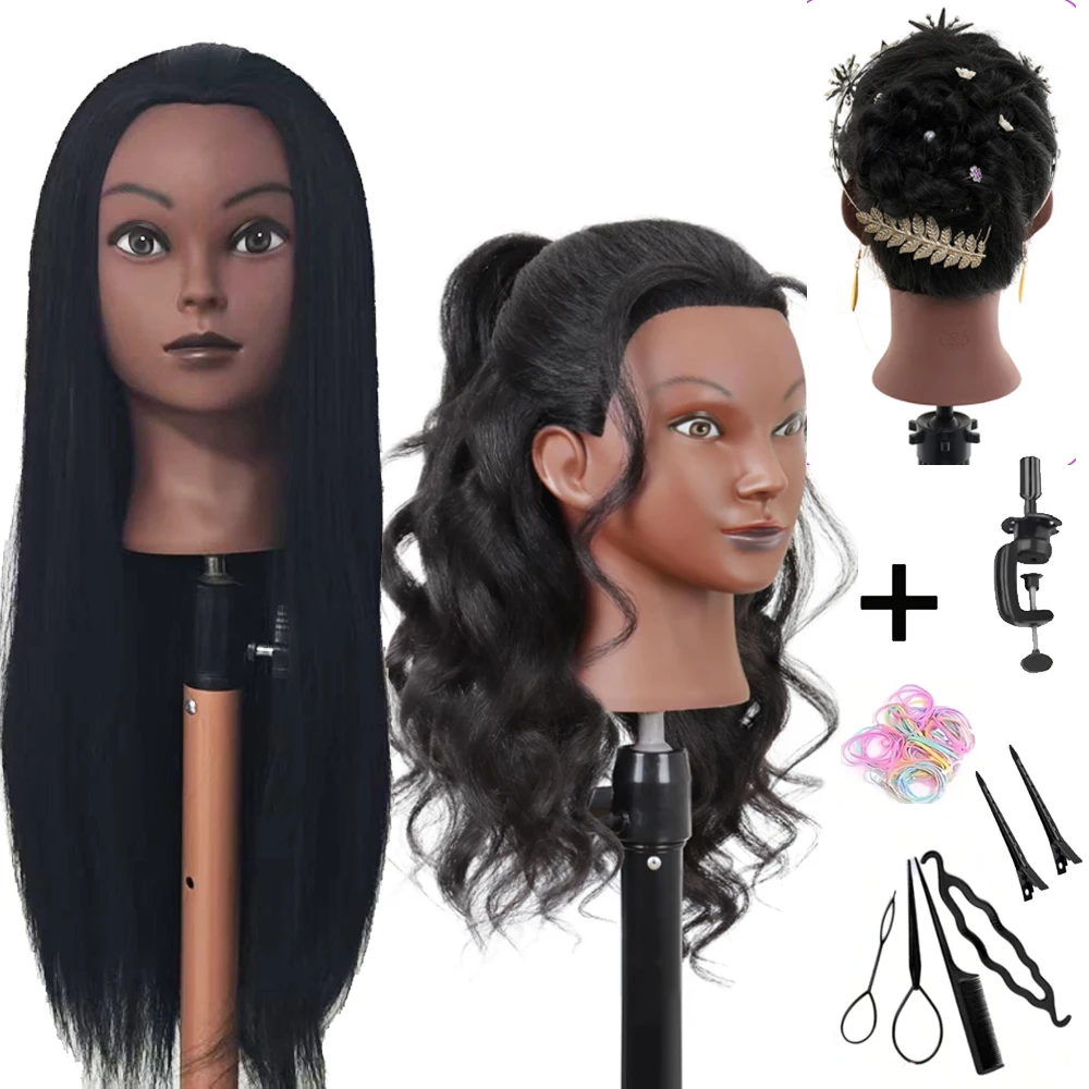 

Cosmetology Mannequin Doll Head for Hairdresser Practice with Free Clamp Holder and Tools for Practice Braiding Hairstyling