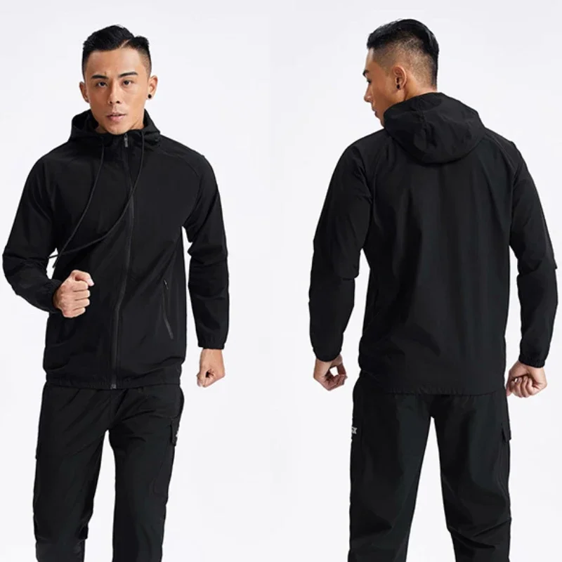 Homens de fitness esportiva ginásio treinamento manga longa hoodies moletom jogging masculino casaco cardigan zíper jaqueta corrida