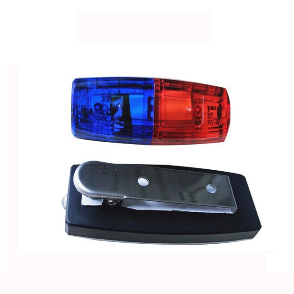 USB recarregável Clip Shoulder Police Lights, lanterna LED branco, estroboscópio de emergência, Cuidado Aviso Luzes de segurança, vermelho e azul