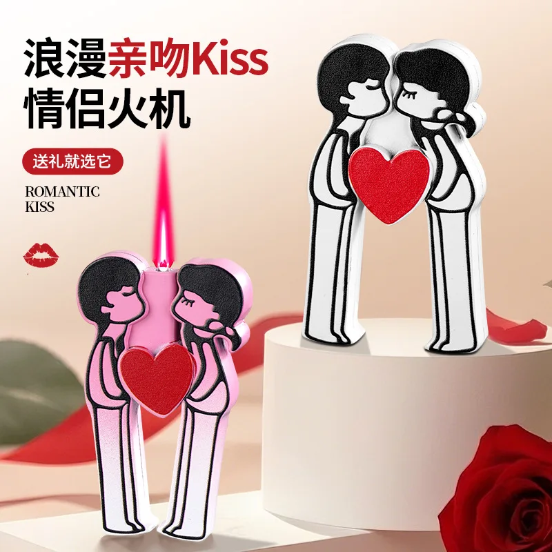 

Lighter Romantic Kiss Couple Lighter Windproof Ornament Lighters Smoking Cigarette Accessories（NO GAS）