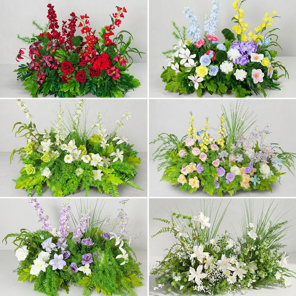 Wedding place row of flowers series Mori series wedding simulation green flower arrangement window decoration