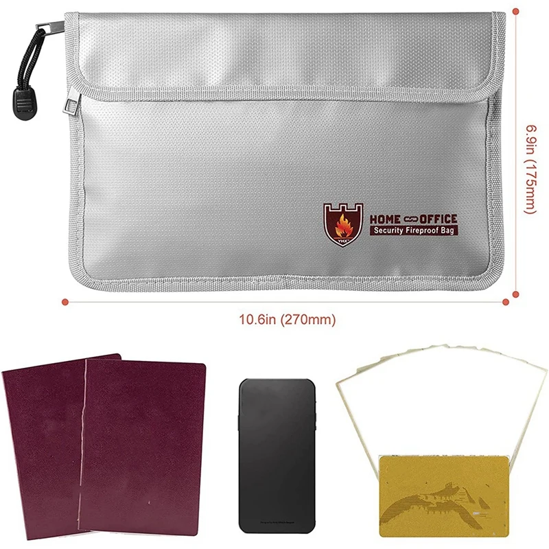 3X Fireproof Document Bag,Waterproof And Fireproof Money Bag With Zipper,Fireproof Safe Storage Pouch For Passport Ect.
