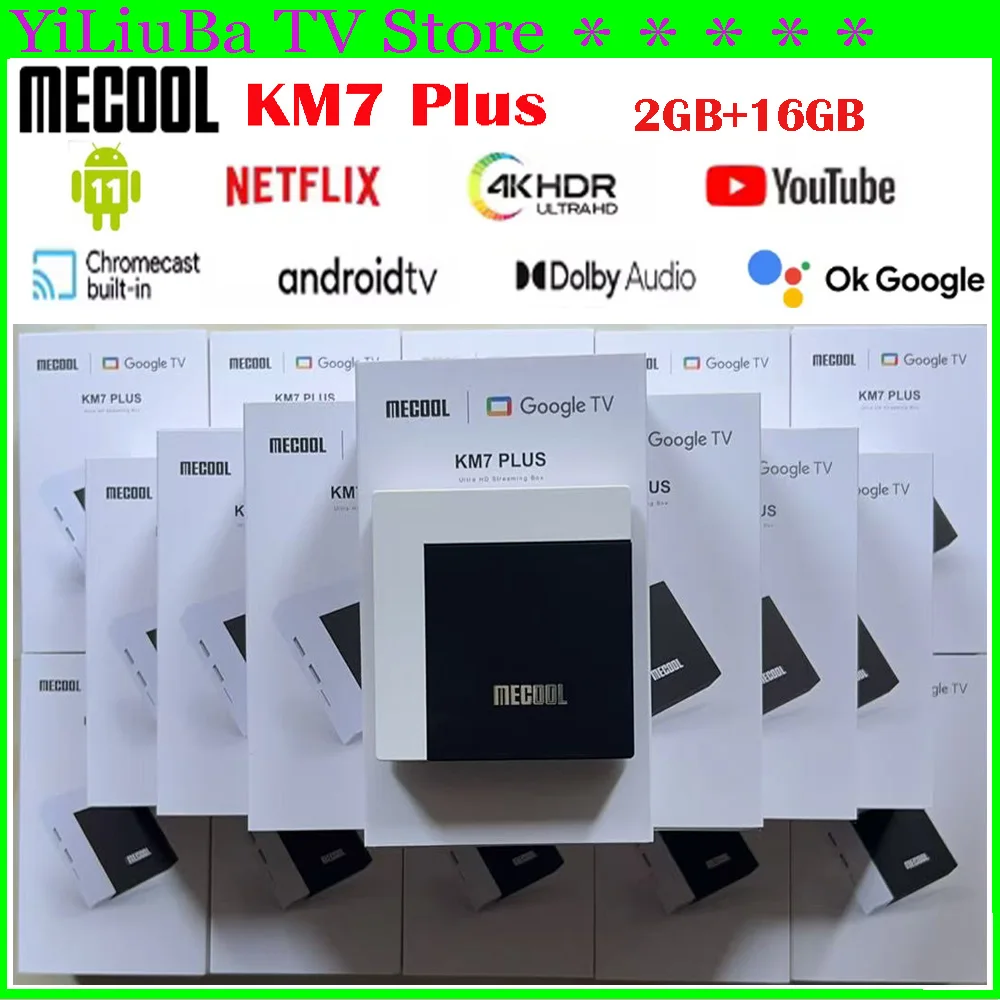 [Genuine] MECOOL KM7 Plus Android11 TV Box Netflix Google Certified 2GB 16GB 100M LAN Internet S905Y4 AV1 Practical home player