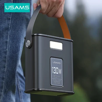 USAMS 130W 파워 스테이션, 80000mAh 비상 전원 공급 장치, 휴대용 고속 충전기, 야외 캠핑 가정용 에너지 저장 장치