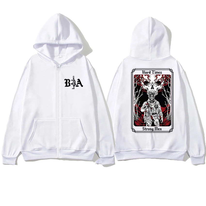 New Hard Times 2025 Brothers In Arms Double Sided print Zipper Hoodies Men women harajuku vintage streetwear Unisex Fleece Coat