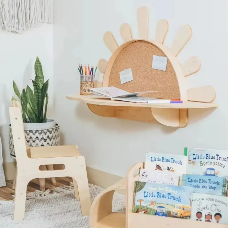 Sunshine wall-mounted activity table with chair set Table and chair Toddler furniture Montessori table Baby dresser