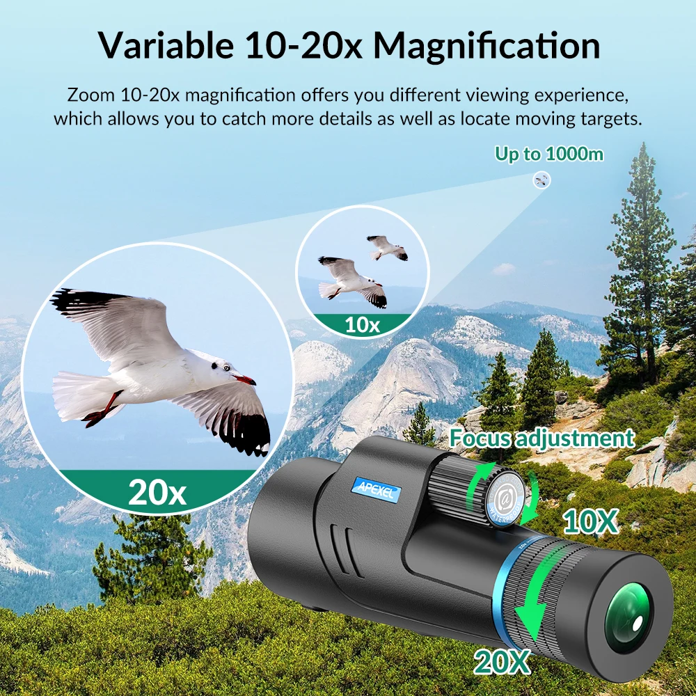 APEXEL HD Professional Monocular Telescope BKA4 Prism Zoom Monocular Waterproof With Tripod For Outdoor Hunting Camping Hiking