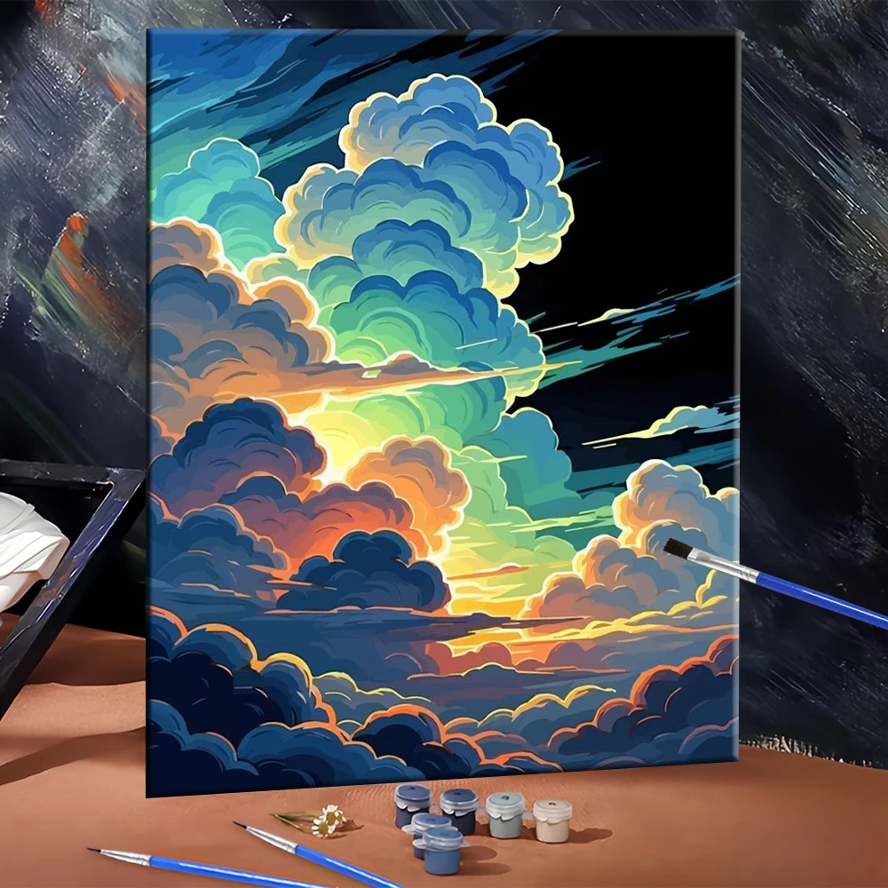 

DIY Digital Oil Painting Cloud Scenery Painting By Numbers Landscape Picture Artcraft On Canvas Home Decoration For Living Room