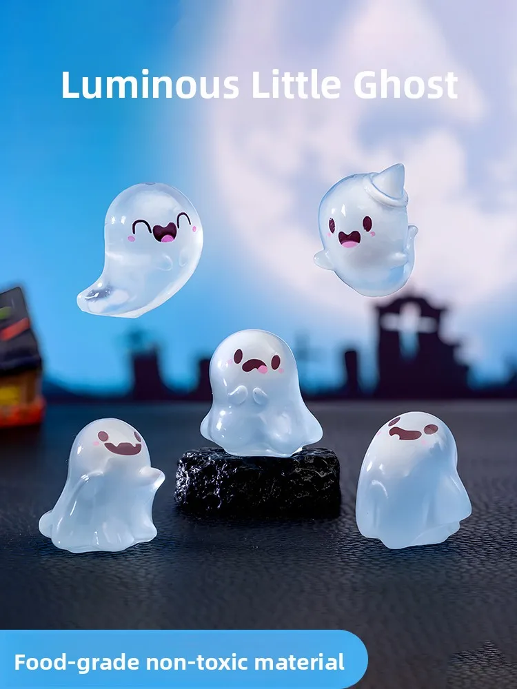 

loween Cute Ghost Night Light Glowing Desktop Ornaments Str Relief Aosphere Children's Toy Gifts Cartoon LED Battery ...