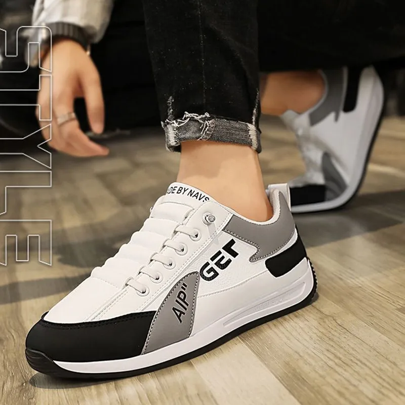 Men Leather Shoes Sneakers Trendy Casual Shoes Breathable Leisure Male Sneakers Non-Slip Soft Footwear Men's Vulcanized Shoes