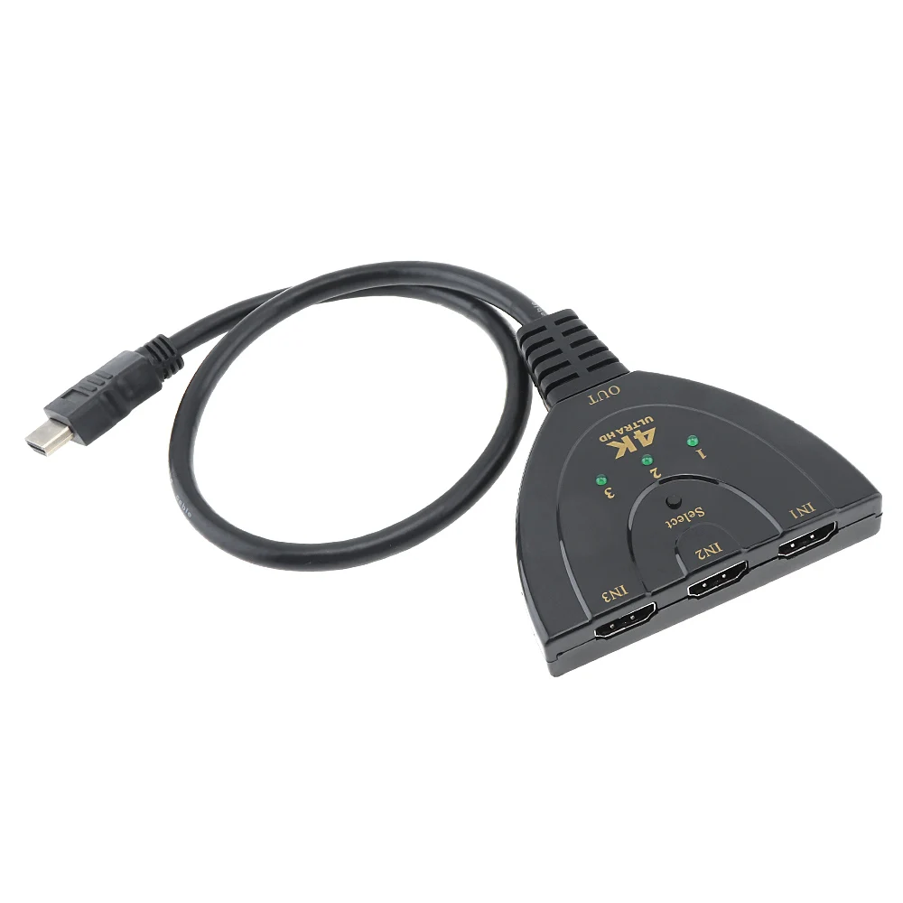 Mini amplificateur compatible HDMI 4K 2K 3 en 1 4 Ports sélecteur séparateur pour projecteur HDTV DVD PS3 PS4 multimédia