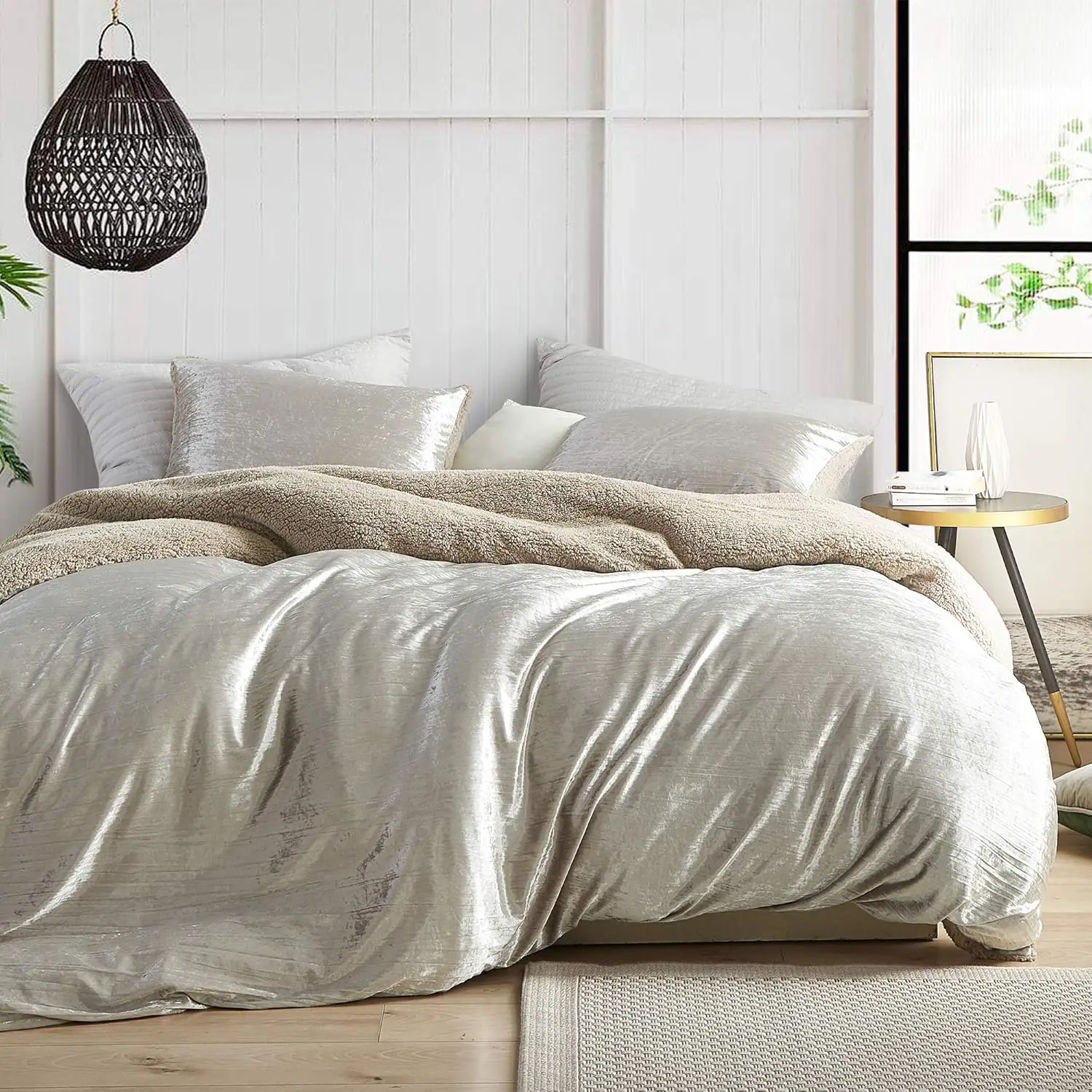 

Velvet Crush - Coma Inducer Oversized Queen Duvet Cover - Crinkle Iced Almond Tokio hotel King size blanket Sheet sets Duvets