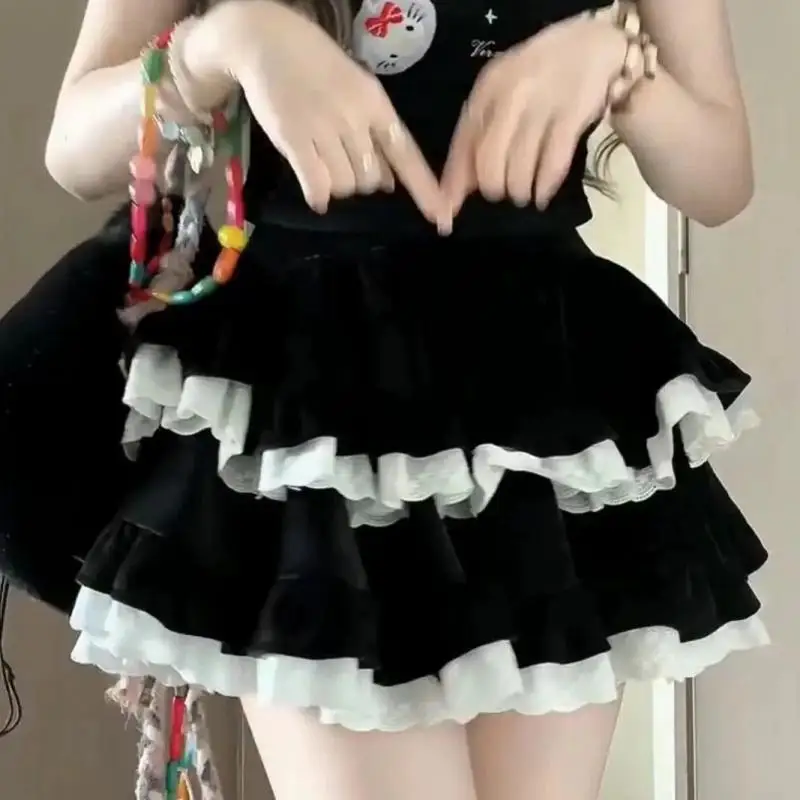 Kawaii Hello Kitty Summer T-Shirt Short Sleeves Short Skirt Cute Y2K Hot Girl Style Lace Collar Short Sleeve Tutu Skirt Suit