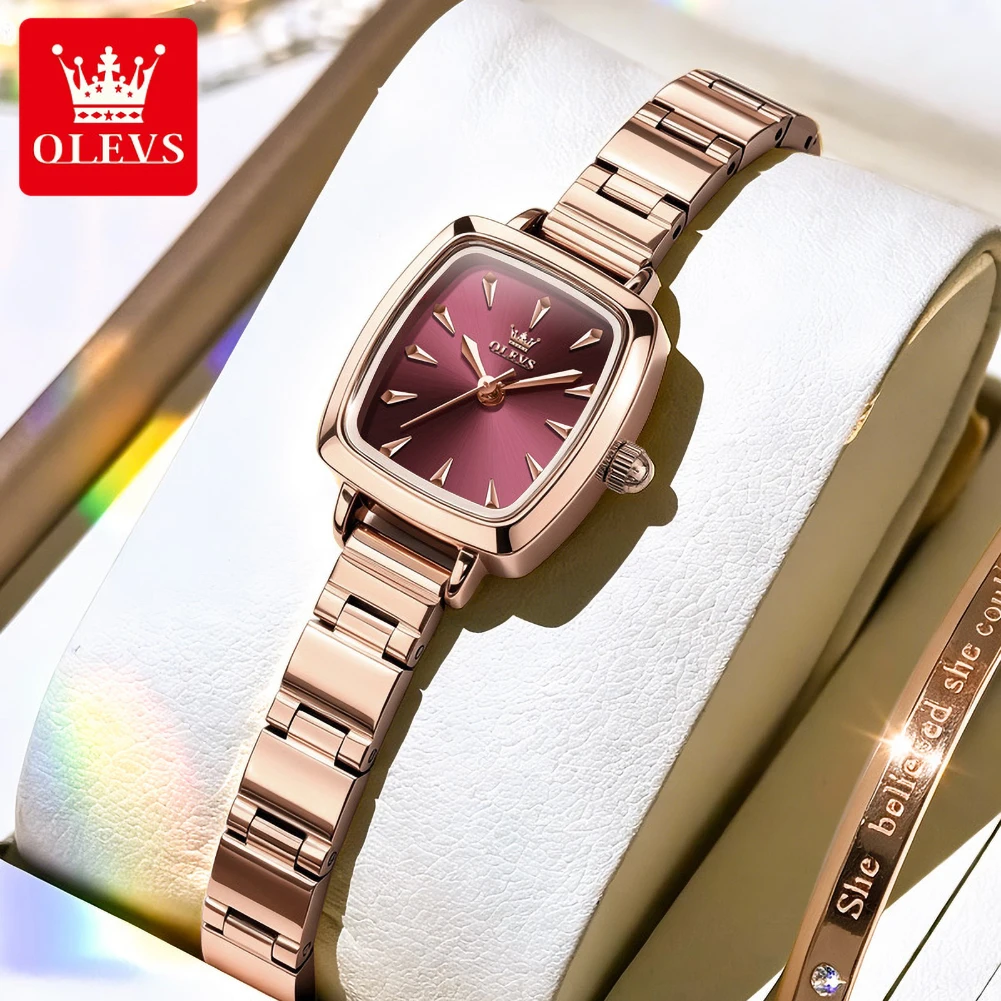 OLEVS 5695 Fashion Elegant Women's Quartz Watch Square Dial Waterproof Simple Classic Ladies Dress Wristwatch