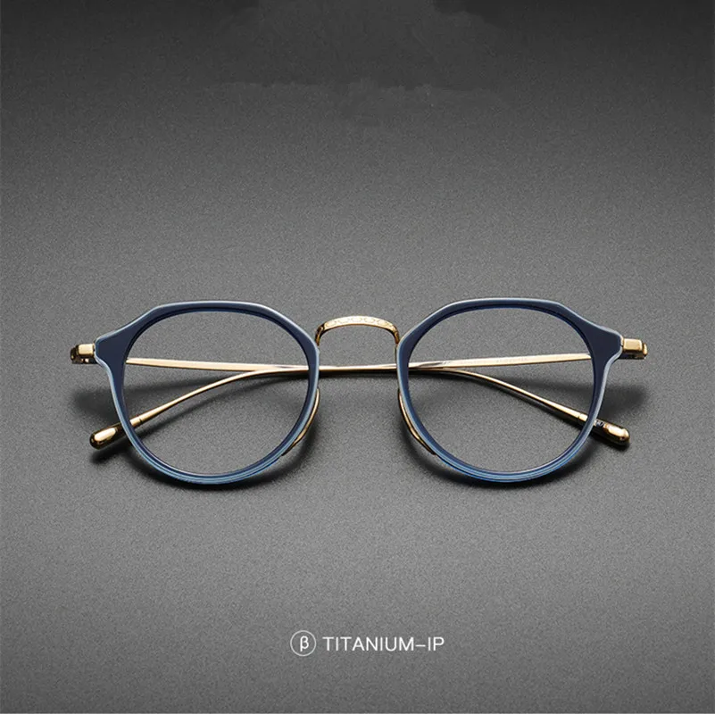 Japanese Design Eyeglasses Men Pure Titanium Glasses Frame Retro Round GAFAS Woman Acetate Eyewear Spectacles Frames KMN1113