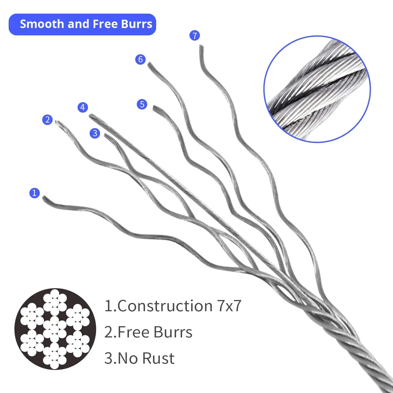 10pcs Stage Light Cable With Locking Buckle For Flat Light Rope Mobile Headlamp Steel Wire Tow Rope 2/3mm Stainless Steel Cable