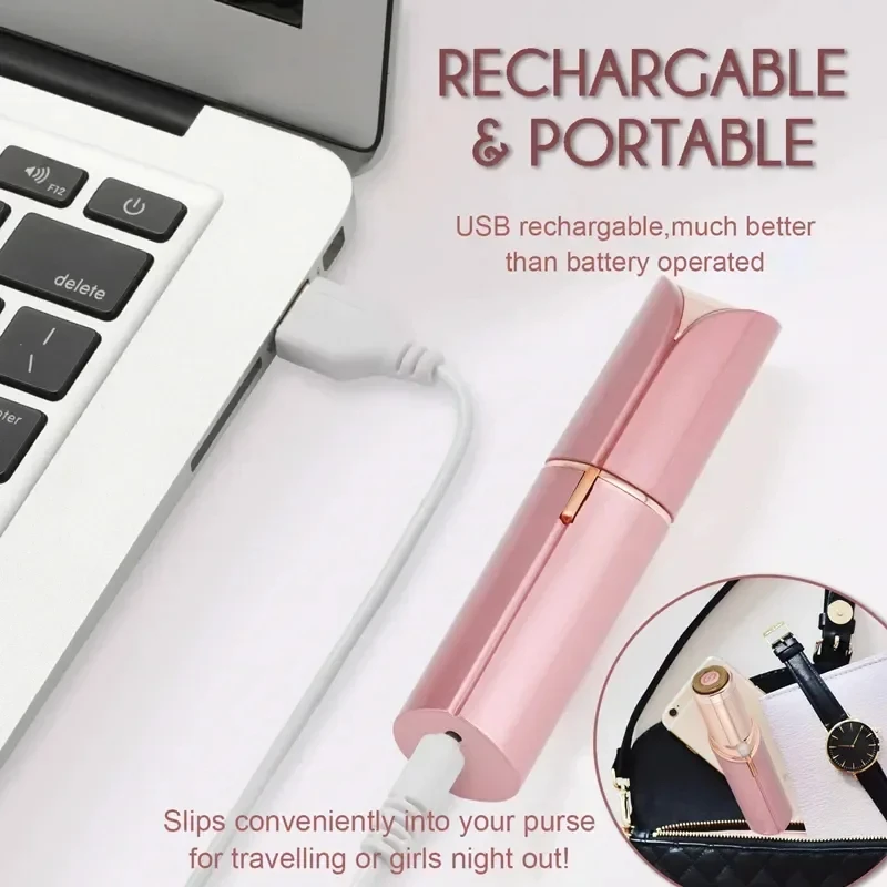 Portable Lipstick Type Female USB Charging Electric Shaver Painless and Efficient Mini Shaver for Facial and Leg Shaving