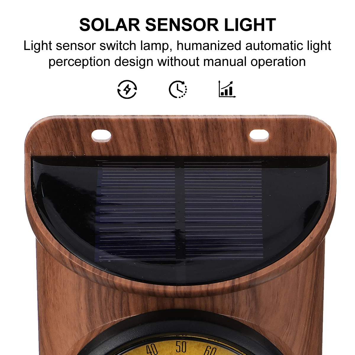 

Solar Wall Lamp Outdoor Waterproof Temperature Sensor Light Auto Sensing Design High Charging Efficiency 5- Charge