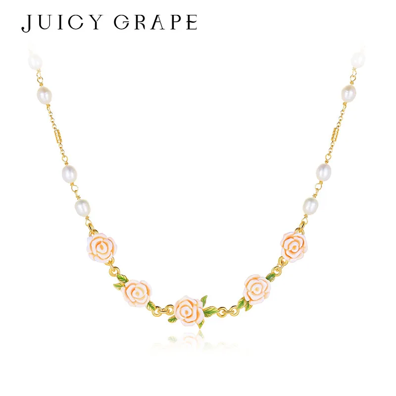 

Романтическое жемчужное колье-чокер с розами для женщин и девушек - Роскошные цветочные украшения для вечеринок и свадеб, тренд 2026 года, эмалевые украшения