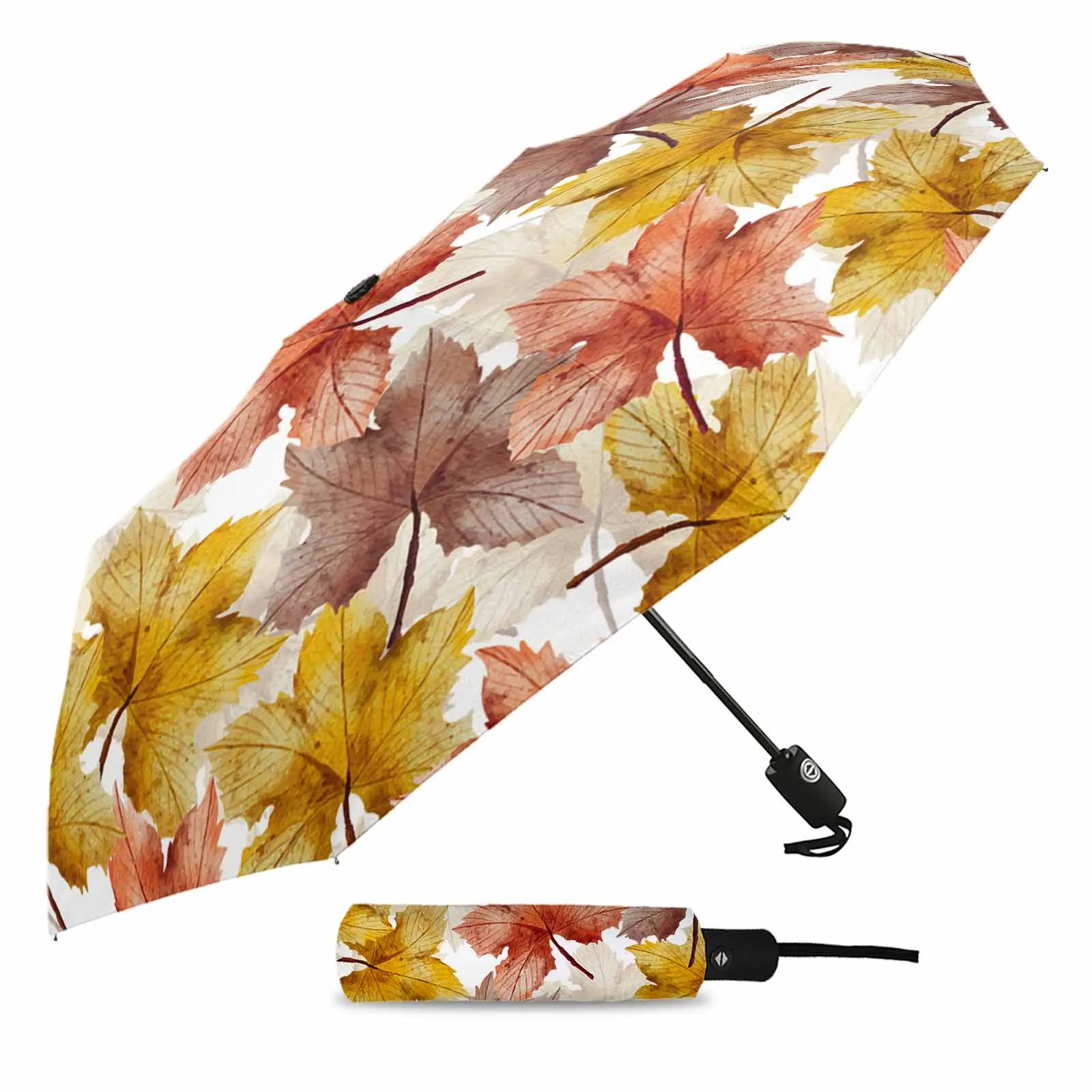 Autumn Plant Maple Leaf Countryside Fully-automatic Umbrella for Outdoor Kids Adults Umbrella Foldable Eight Strand Umbrella