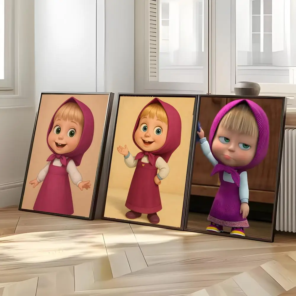 Whimsical Cartoon M-Masha and the Bear Poster Distinct Home Decor Concepts Chic Indoor Art Pieces