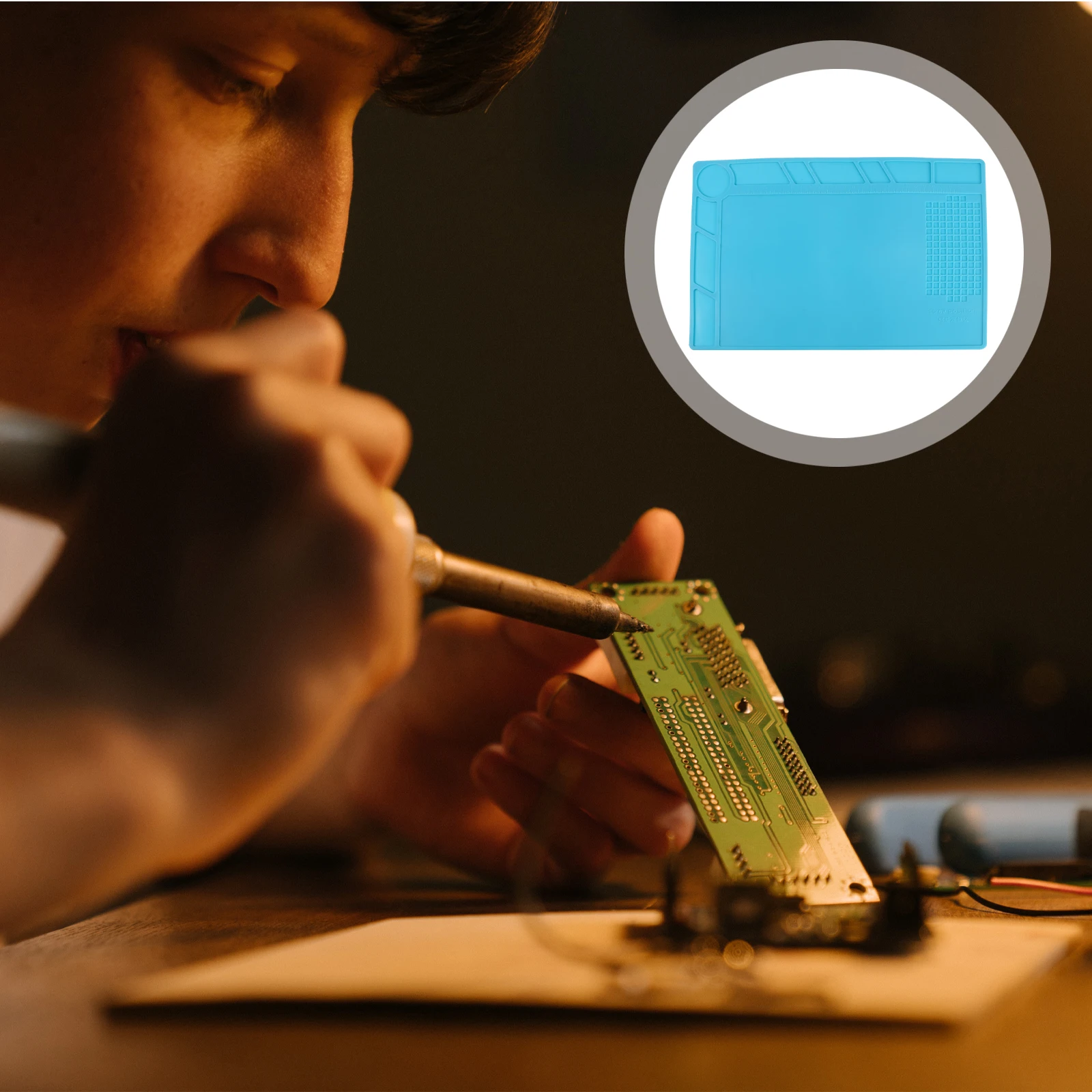 

500°C High Temperature Heat Resistant Anti Static Silicone Soldering Mat Divided Sections Cellphone Repair Tools Maintenance