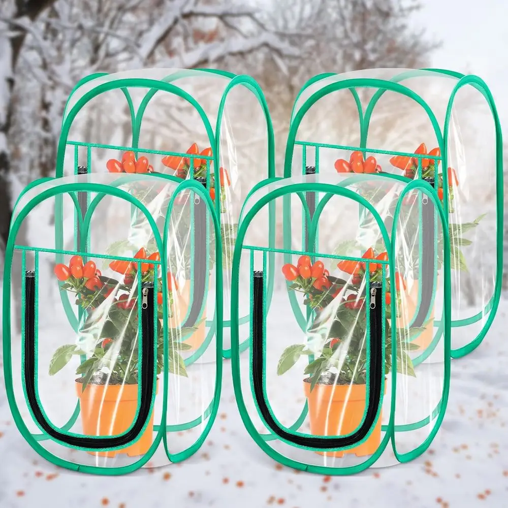 

Прозрачный мини-парник из ПВХ, 12 x 12 x 20 футов, портативный тент для растений, для выращивания в помещении и на улице (4 шт.)