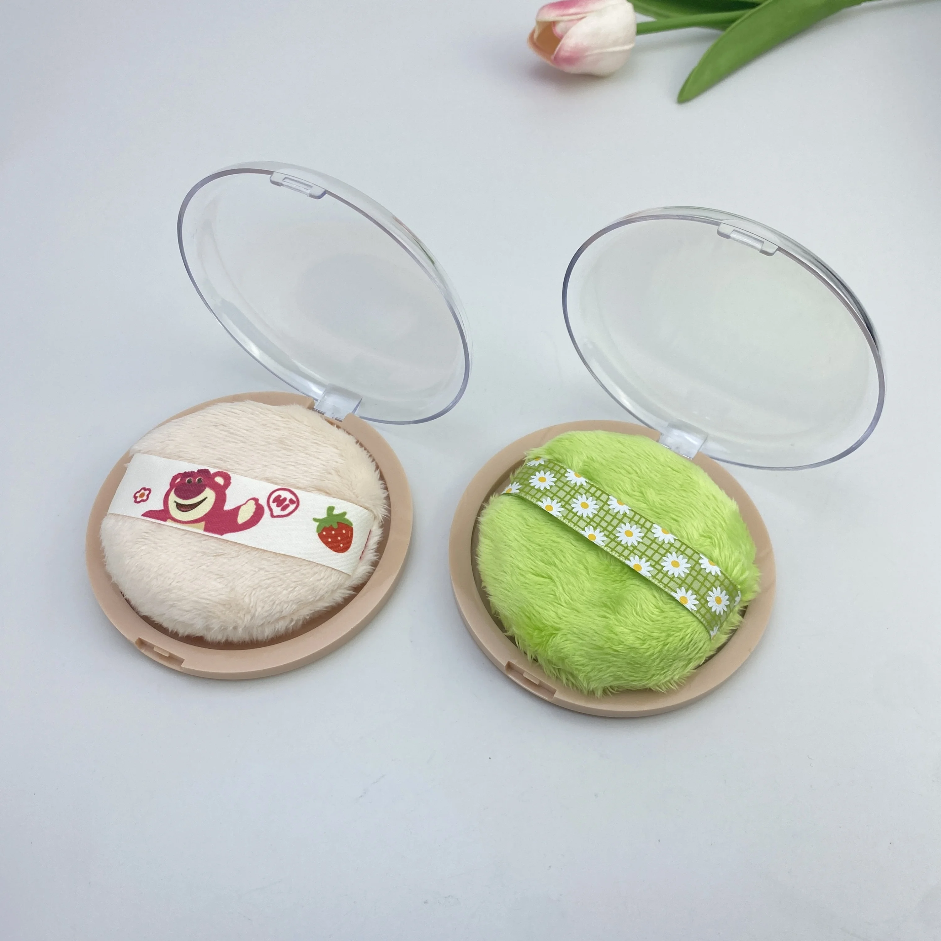 Novo pelúcia grande pó solto puff cristal veludo ultra-macio aderência em pó força de sopro de pó seco