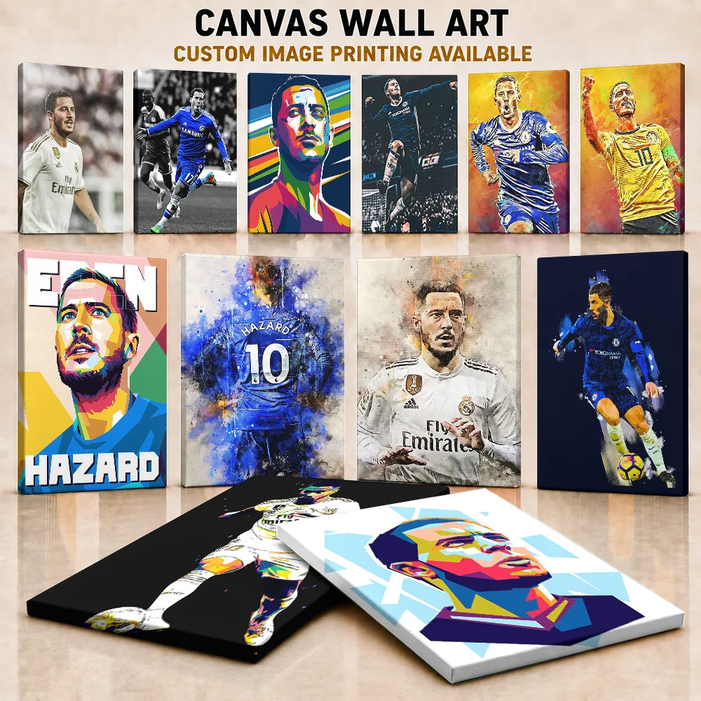 Eden Hazard Football Player Framed Canvas Print Posters Personalized Photo Wall Art For Sports Room Or Man Cave Birthday Present
