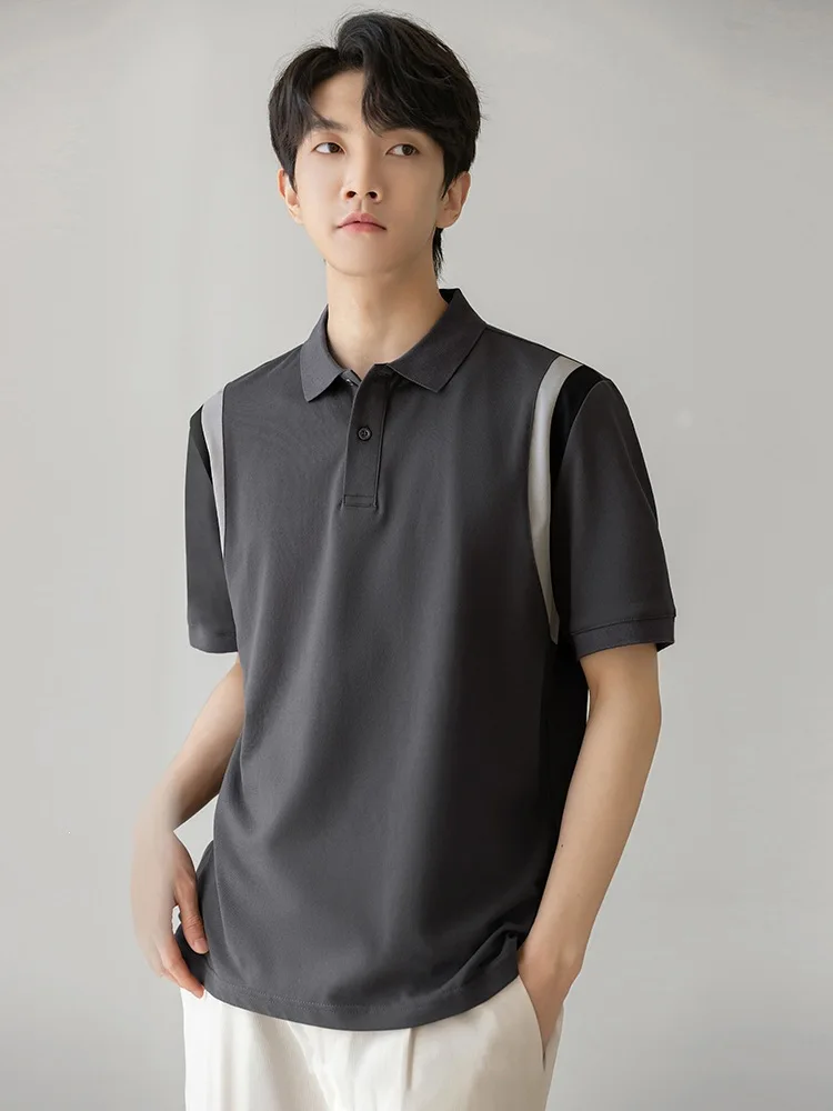 Polo Shirt Men's Short Sleeve Summer Thin Korean Loose Casual T-Shirt Business Casual Turn-down Collar Lightweight Cotton