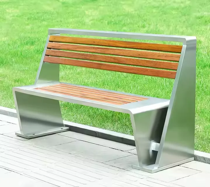 Traditional Unique Solid Wood Galvanized Metal Eco-Friendly 2-Seater Outdoor Bench Backrest for Municipal Park Patio Garden