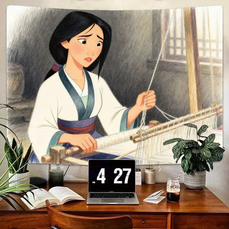 

1PC Disney Mulan Warrior Princess Weaving Tapestry, Polyester Wall Art Home Decor for Bedroom Living Room Dorm Gift.