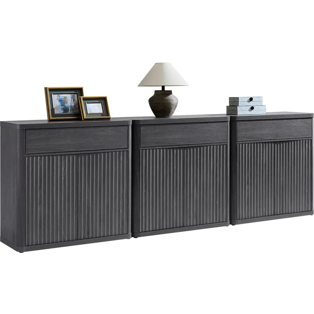 

Buffet Cabinet with Storage Accent Fluted Storage Cabinet with 6 Doors amp 3 Drawers Sideboard Credenza Buffet Table Console Ca