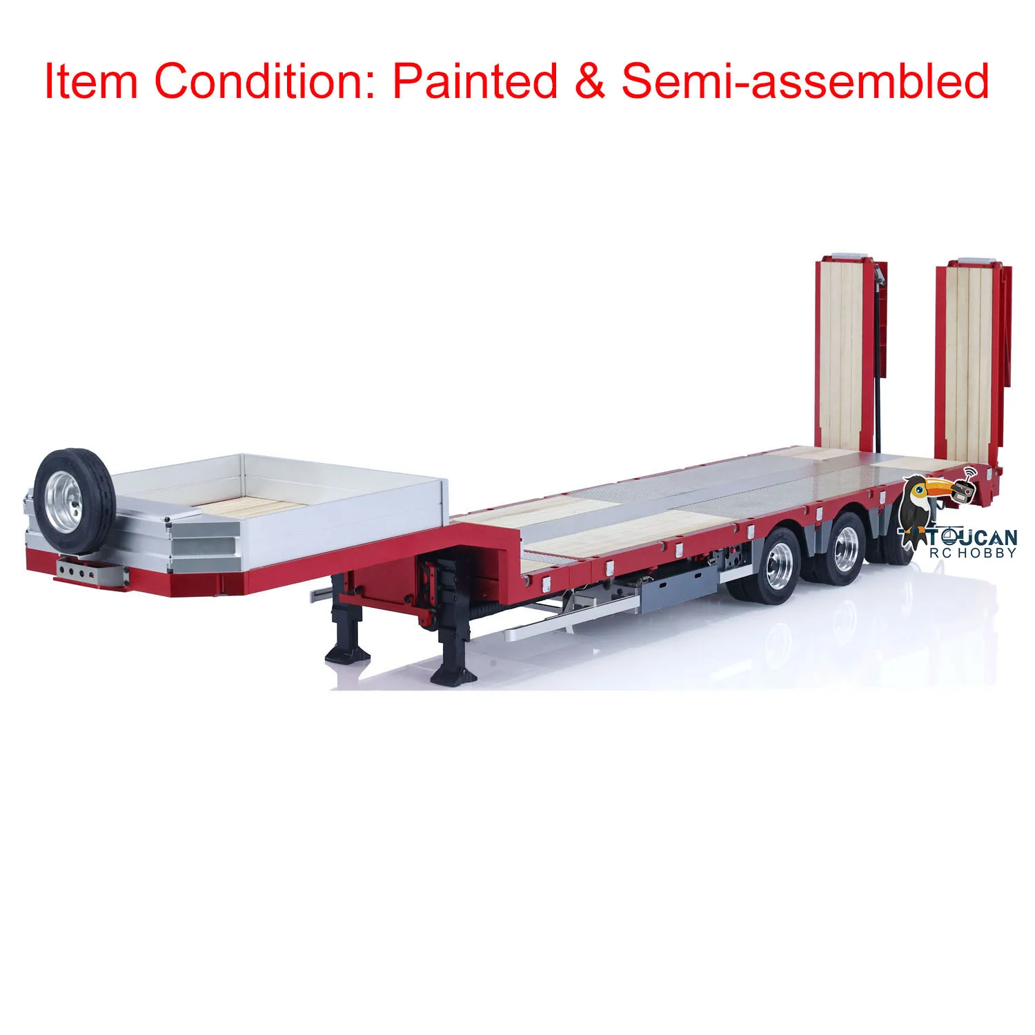 1/14 Three-axle Gooseneck Trailer Metal CNC Trailers For RC Tractor Truck Almost Assembled Painted DIY Cars TH23098-SMT9