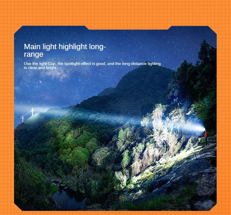 Projecteur LED USB à induction longue portée, éclairage d'extérieur, idéal pour la pêche nocturne