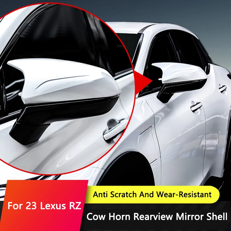 TAJIAN Car Rearview Mirror Shell Cow Horn TRD Decorative Cover Modification Accessories Exterior Decoration For 23Lexus RZ450e