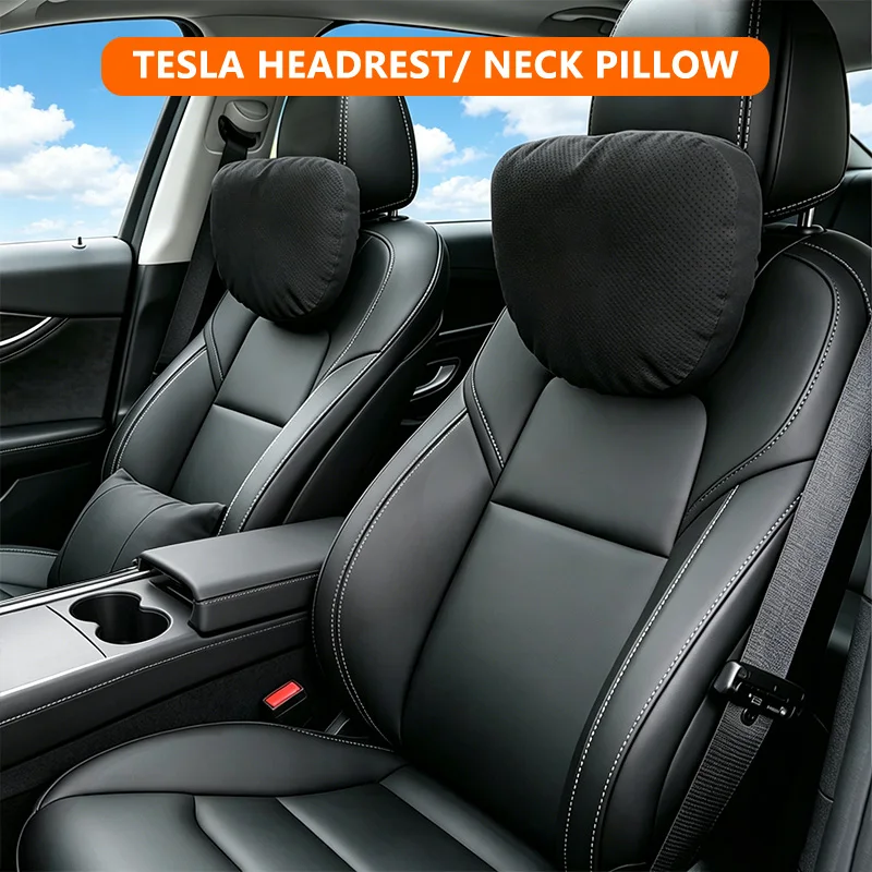 Acessórios para Interior do Tesla Model Y Juniper, Model 3, X, S, Cybertruck, Roadster, Highland 2026: Almofada de Pescoço para Encosto de Cabeça e Almofada Lombar