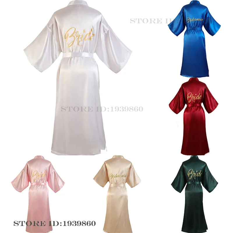 

Bride Bridesmaid Wedding Robe Dress Elegant Long Bathrobe Kimono Gown Spring Summer New Sleepwear Homewear Loose Negligee Pajama