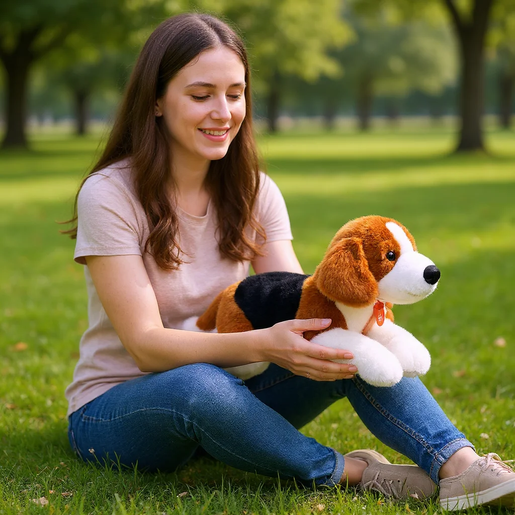 

Реалистичная плюшевая кукла-бигль 13,7 дюйма, имитация щенка, милый подарок для объятий, детская игрушка-компаньон