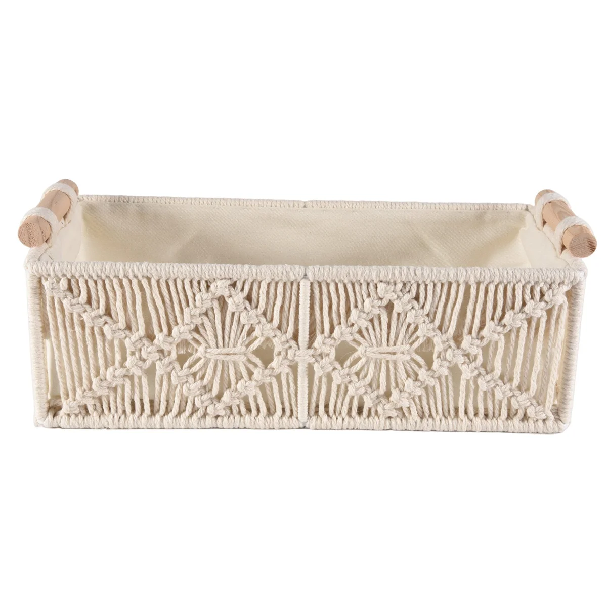 

Boho Storage Basket Decor Box Handmade Woven Decorative Countertop Organizer Macrame Baskets for Bedroom Living Room