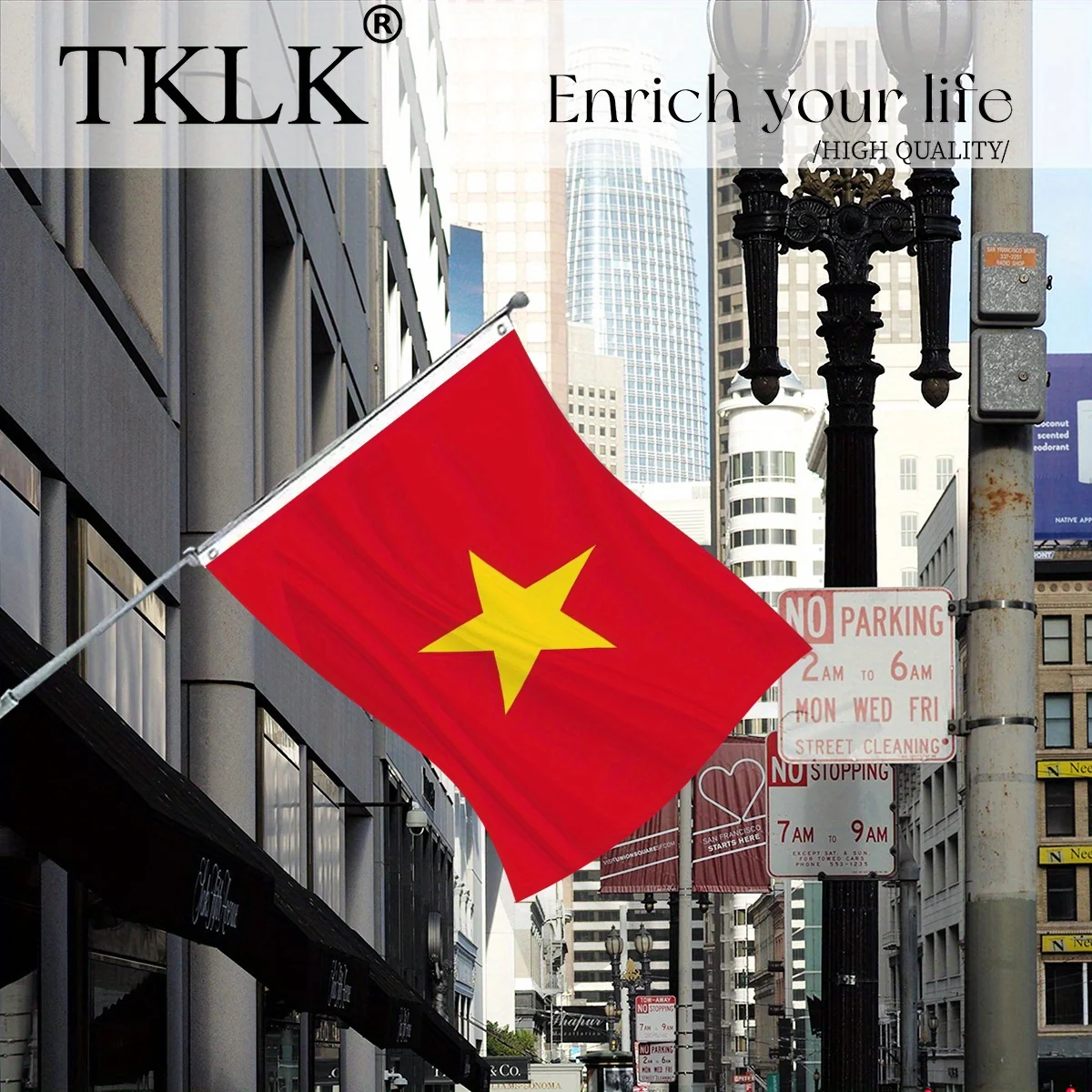 1pc Vietnam Flag- 35.43x59.06inch Durable Polyester Star on Red Banner, for Garden