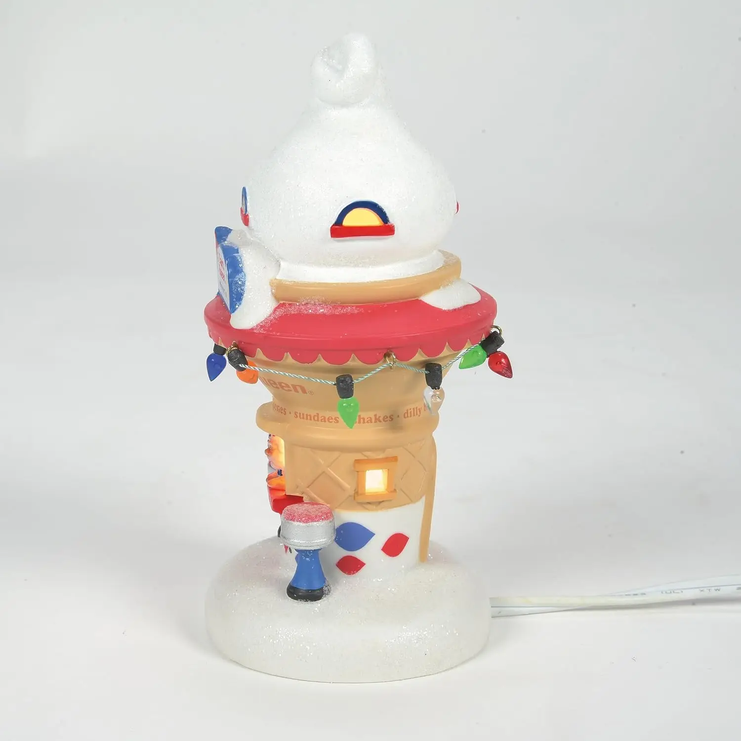 Edificio iluminado de cono de helado de la Reina Láctea de Papá Noel, decoración de porcelana multicolor de 5,2 pulgadas