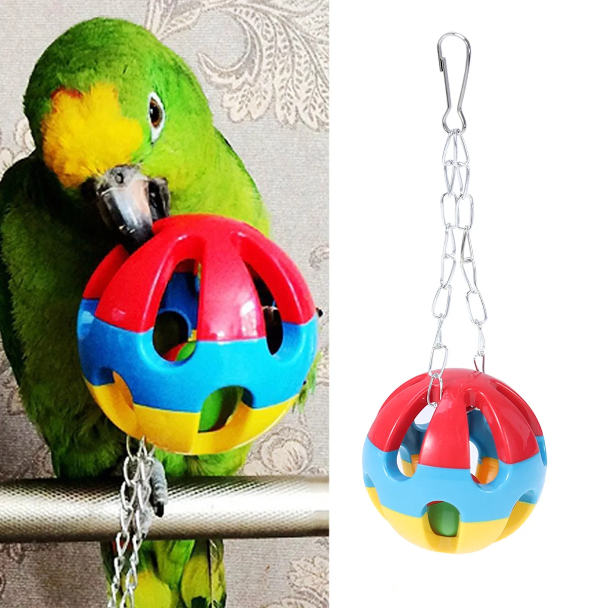 

3Pcs Parrot Ball Chew Bites Swing Cage Balls Colorful Hanging Bird Fun for Cockatiel Parakeet Small Medium Large Birds