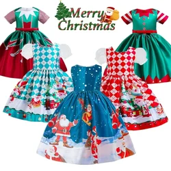 Baby Girls Christmas Dresses for 4-10 Yrs 2024 New Santa Claus Cosplay Costume for Kids Princess Party Dress for Christmas Gift