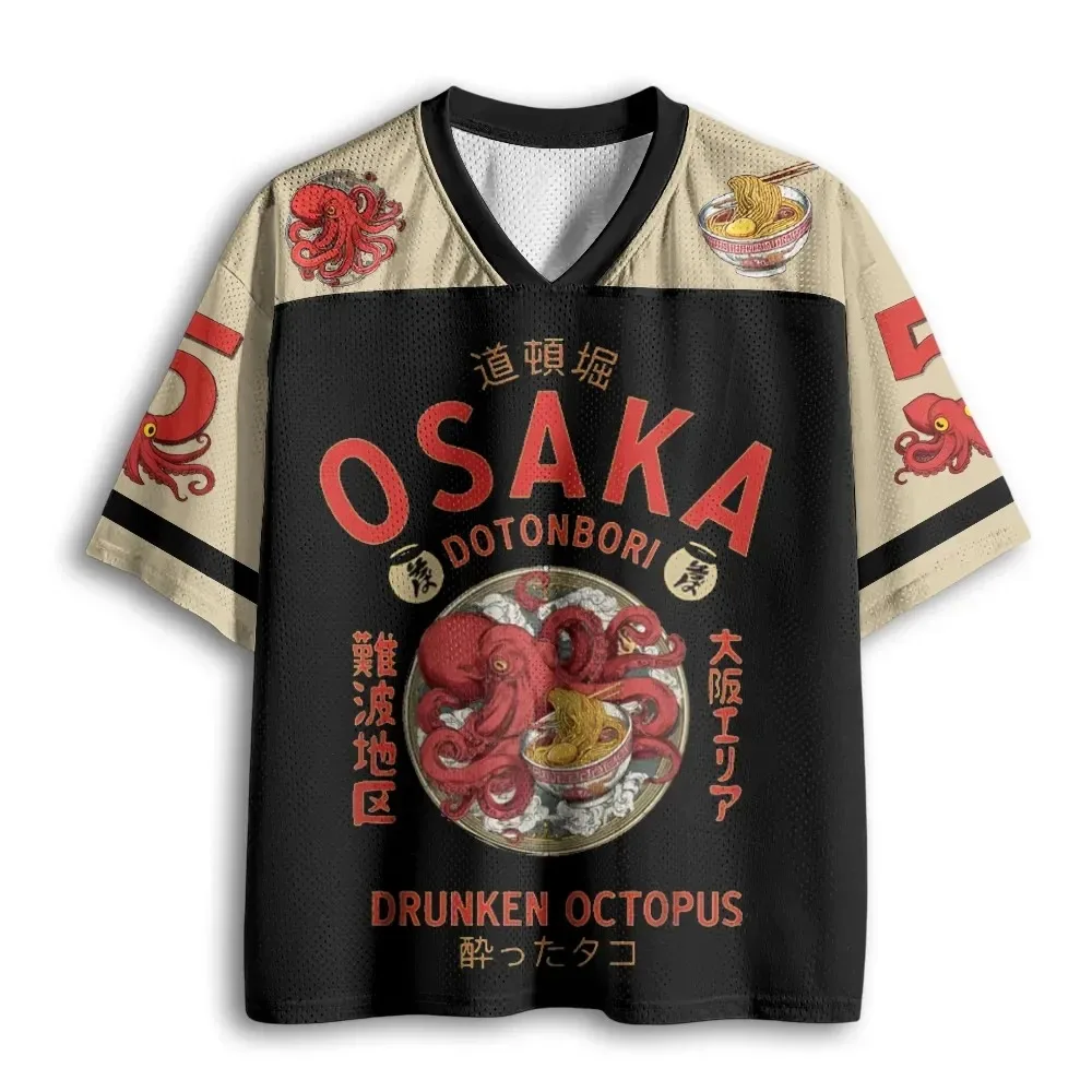 Japanisches klassisches Oktopus 3D-Druck Sport-Schnelltrocken-Herren-T-Shirt mit V-Ausschnitt, Outdoor, Streetwear, Casual, Original Subkultur Y2K, Elternkleidung – Detail 14