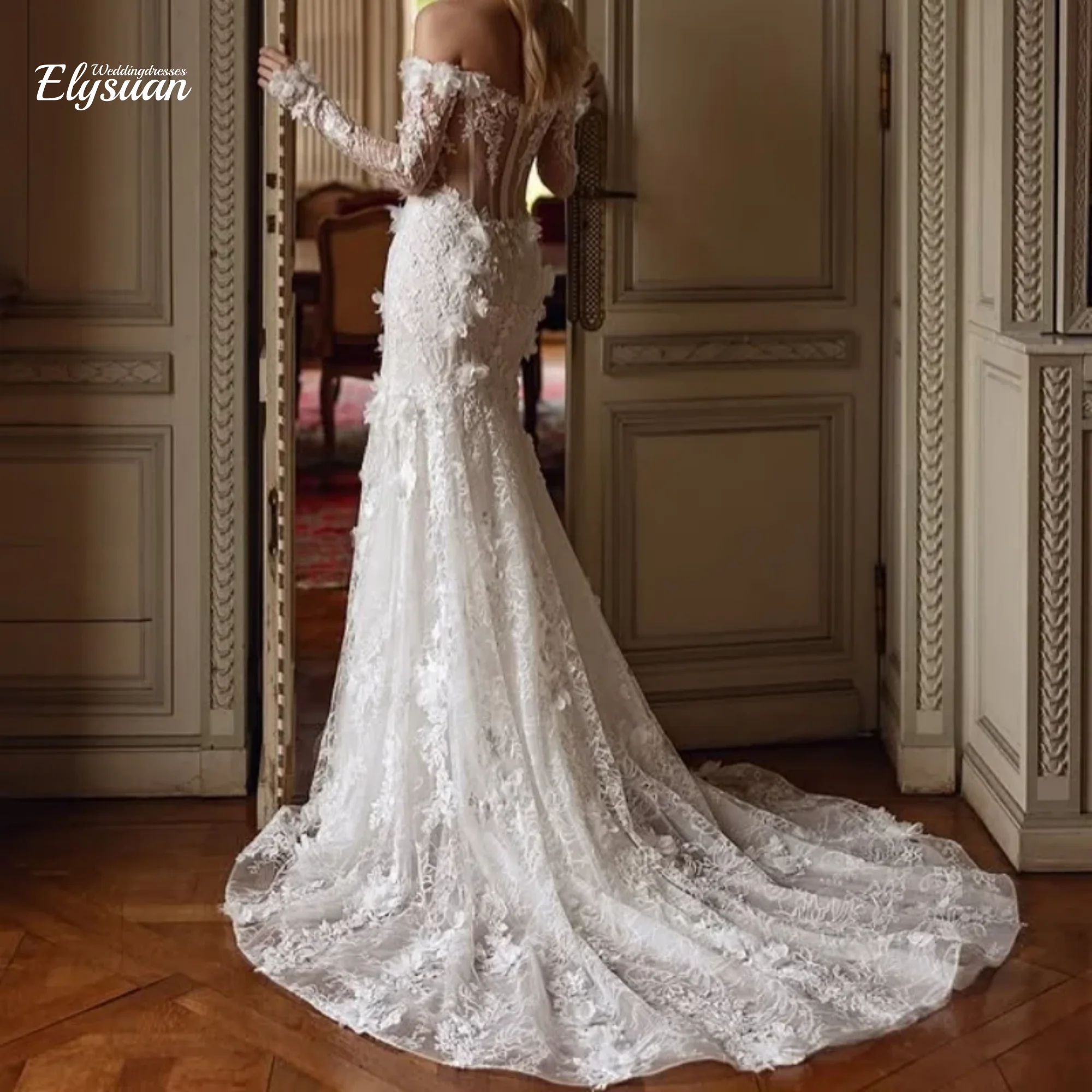 Customized Shiny ivory white Spaghetti Straps Tull Wedding Dresses applique flower fish tail Bridal Gowns Made Dress vestidos