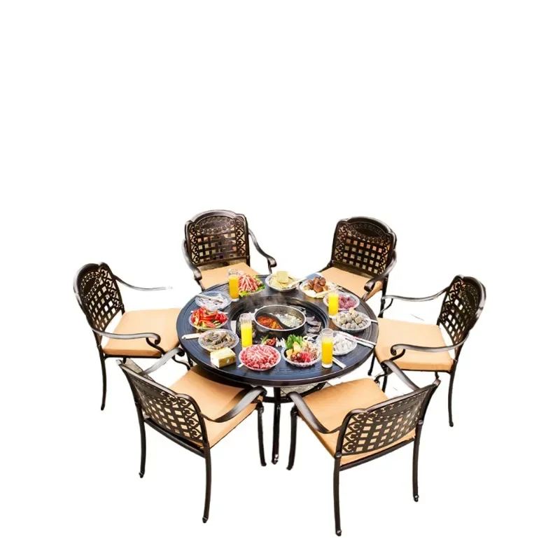 Outdoor barbecue table and chairs